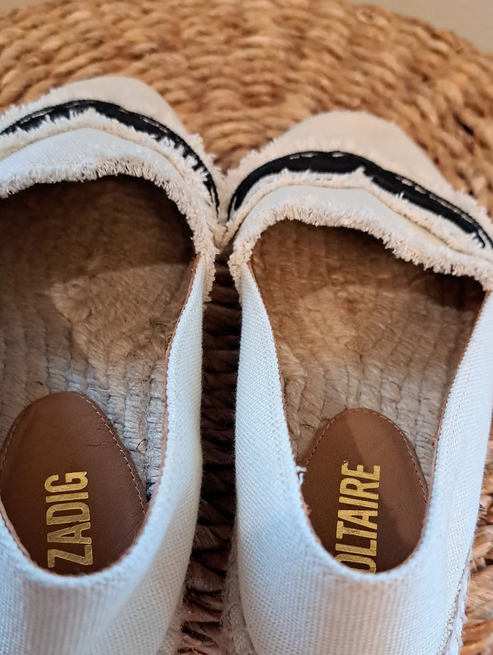 NWOT Zadig & Voltaire Womens Luxury City Ivory Canvas Espadrille Loafers 38/7.5
